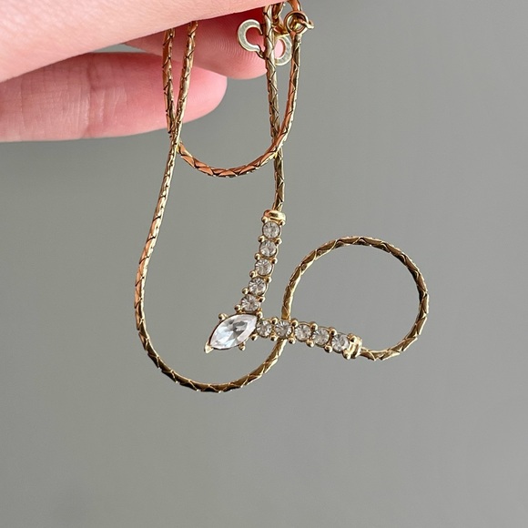 Dior Jewelry - Vintage Christian Dior V Shape Marquise Rhinestone Thin Gold Chain Necklace Cute